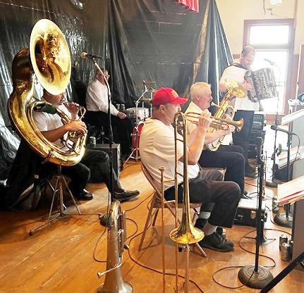 Backstage view of the band.