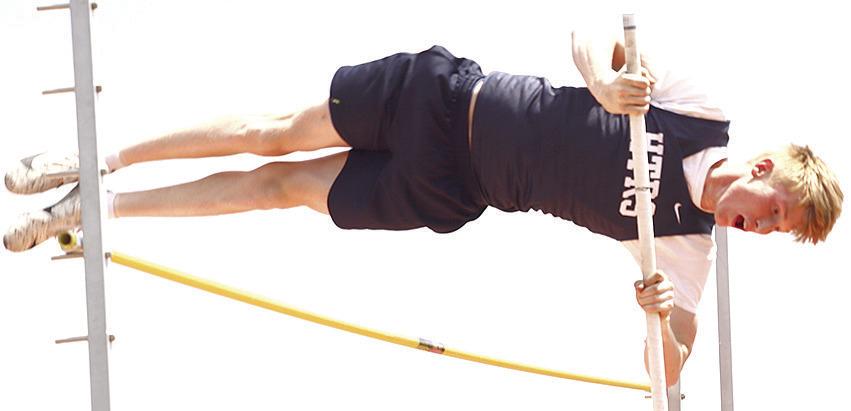HTRS’ Brogan Dunlap cleared the Pole Vault bar and qualified for the State Meet.