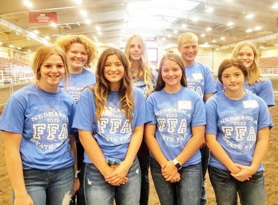 Lewiston FFA State Dairy Judging Team: Back row: Addison Jarred, Ashlynn Anderson, Everett Bohling, Emma de Koning. Front row: DeLanye Currie, Jaqueline Mullins, Leah Christen, Megan Zoch.