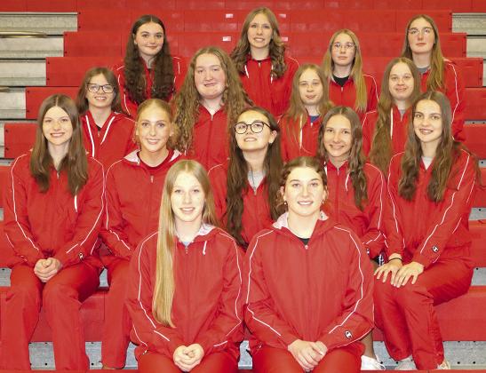 Members of the 2025 Pawnee City Girls’ Track team are front, from left: Cara Pierce, Cameron Ottersberg. Second row: Taelyn Blecha, Madelyn Osborne, Shayla Puhalla, Kinsley Benson, Emalyse Gottula. Third row: Breonna Gyhra, Adelyn Sisco, Ericca Gyhra, Denielle Gyhra. Back row: Ashlyn Puhalla, Haylee Plager, Dakota Dean, Addison Petersen. Not pictured: Logan Maloley.