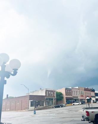Photo By Melissa Abbott The tornado pictured above caused damage to the Ball Fields Complex on the edge of town