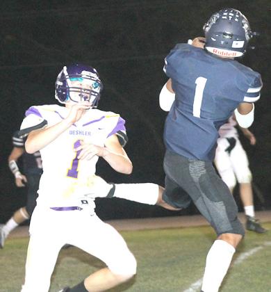 HTRS’ JJ McQueen catches the last touchdown pass of the 1st half to put the Titans up 52-6 at the half. Paula Jasa/Republican