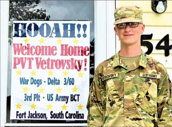 Kaleb Vetrovksy found a welcome home sign when he got to mom and dad’s. Ray Kappel/Republican