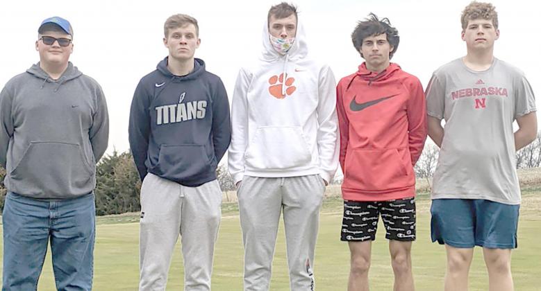 Members of the 2021 HTRS/Pawnee City Golf Team are from left: Keegan Vetrovksy, Hunter Frey, Jacob Joy, Nic Knudson, and Andrew Stalder.