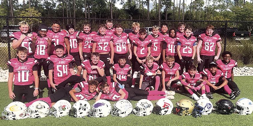 Members of the FBU Nebraska 10U All-Star Team pose for a team photo during the Football University National Championships held Dec. 18–22, 2025, in Naples, Florida. The team, made up of fifth-grade players from across southeastern Nebraska, placed third in the Blue Division of the national tournament.