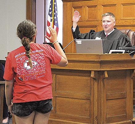 A Pawnee City 5th grader takes the stand as a witness, swearing to tell the truth, the whole truth, and nothing but the truth.