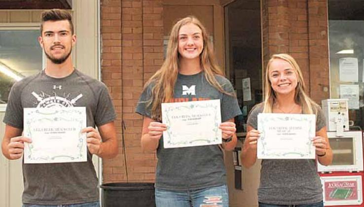 Elk Creek Scholarship recipients were recognized at the Elk Creek BBQ on August 1, In the photo from left to right are Colby Robison, Carrie Beethe and Dana Christen.