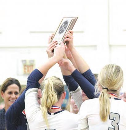 The HTRS girls receive their Class B 2nd place plaque. Paula Jasa/Republican
