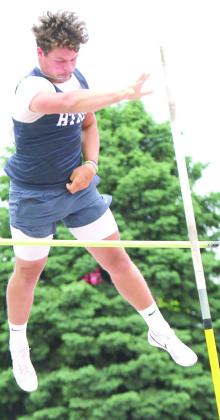 HTRS’ Hunter Bohling (above, left) cleared 12’6” in the Class D boys’ Pole Vault on Saturday for 9th place overall while Pawnee City’s Jesse McLauglin (above, right) got off to a quick start in the Class D boys’ 400 M. Relay on Saturday. Pawnee City made the podium with their 7th place time of 44.65. Photos courtesy of Stephanie Croston/Seward County Independent