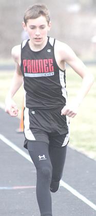 P.C.’s Dawson Wilkinson finishes strong in the boys’ 1600 M. run. Paula Jasa/Republican