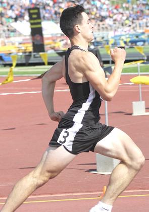 P.C.’s Jett Farwell in the 400 M. Dash.