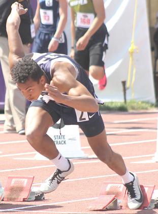 HTRS’ JJ McQueen in the 100 M. Dash.