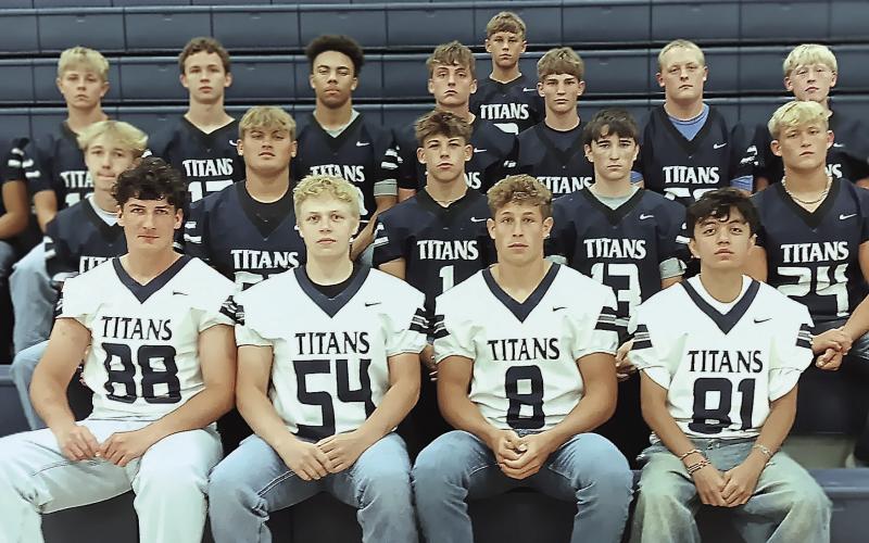 Members of the 2025 HTRS football team are front, from left: Bennet Arth, Jonathan Koch, Emmett Glathar, Samir Aliev. Second row: Axton Wamsley, Reed Shupp, Kameon Dettmann, Colt Leech, Jacob Davis. Third Row: Cole Hunzeker, Josh Manning, Bradyn Bowen, Alex Dewberry, Ty Dunekacke, Jack Hilgenfeld, Griffin Sikora, Alvin Sikora, Liam Falder. Fourth Row: Preston Mezger