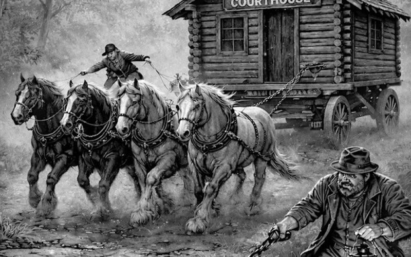 Image of The Courthouse Heist created by author using AI.