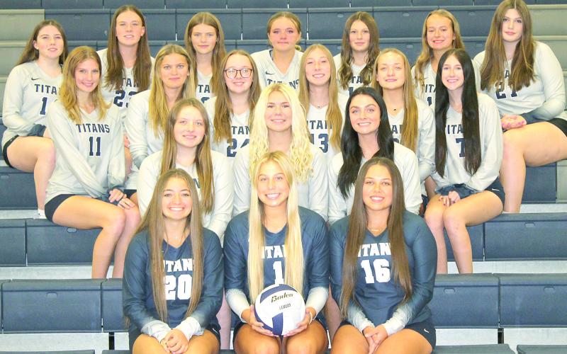 Members of the 2024 HTRS Volleyball team are front, from left: Lily Wamsley, Laramie Glathar, Izzy Hammer. Second row: Maddie Bredemeier, Elie Bstandig, Lillian Bowen. Third row: Addi Bittner, Chloe Shupp, Colby Hedden, Makena Dunlap, Grayson Sherman, Harlee Hardesty. Back row: Eden Duryea, PJ Howe, Emerson Bredemeier, Kiylee Cooper, Dasha Hunzeker, Eden Stewart, Georgianna Melcher. Not pictured: Macy Vrtiska, Head Coach Nic Sikora, Asst. Coaches Brittany Rogers and Andrea Sikora.