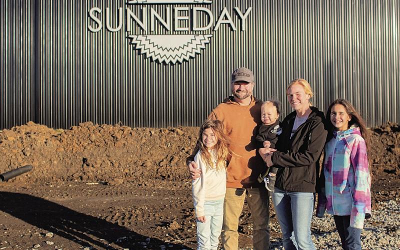 Mark Sunneberg decided he wanted to raise his childre in Pawnee City left to right are daughter Sicilia, Mark Sunneberg, Jr., son Lukas, Mark’s wife Brittany and daughter Sophia - photo by Courtney Kosiski