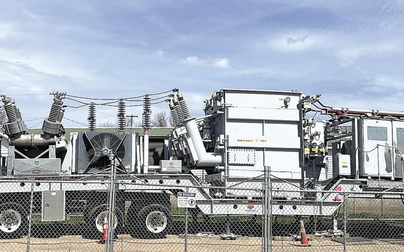 A temporary mobile transformer brought in to provide power while work is done on a new substation