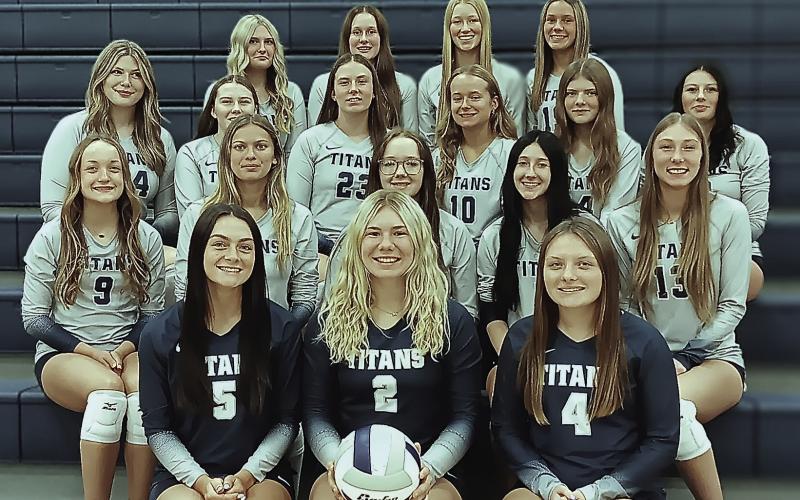 Members of the 2025 HTRS Volleyball team are front, from left: Lillian Bowen, Elie Bstandig, Madison Bredemeier. Second Row: Grayson Sherman, Chloe Shupp, Colby Hedden, Harlee Hardesty, Makena Dunlap. Third Row: Georgianna Melcher, Eden Duryea, PJ Howe, Eden Stewart, Emerson Bredemeier, Dasha Hunzeker. Fourth Row: Adilyn Nincehelser, Lexi Tichy, Bailee Schmit, Jazi Frey.