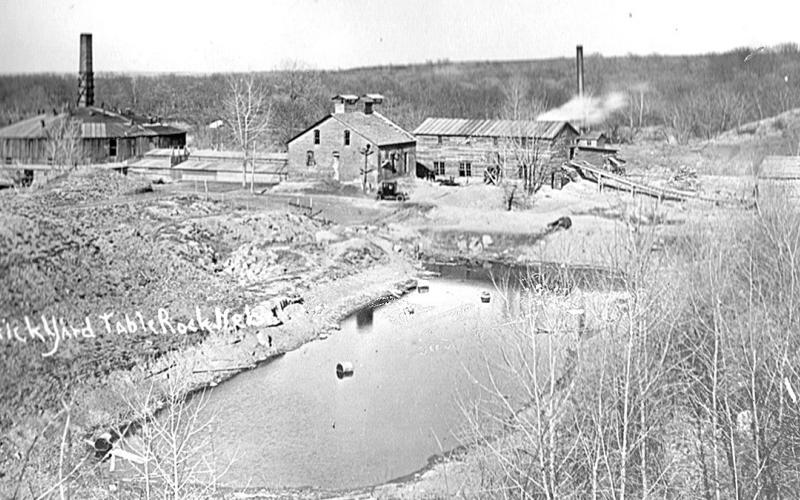 Above: One of the Table Rock brick factories, from which Beck’s brick presumably came. The two brick works had been combined; this is the larger “upper” brick factory south of town. At their height, they shipped out 10 million bricks a year. Photo is undated.