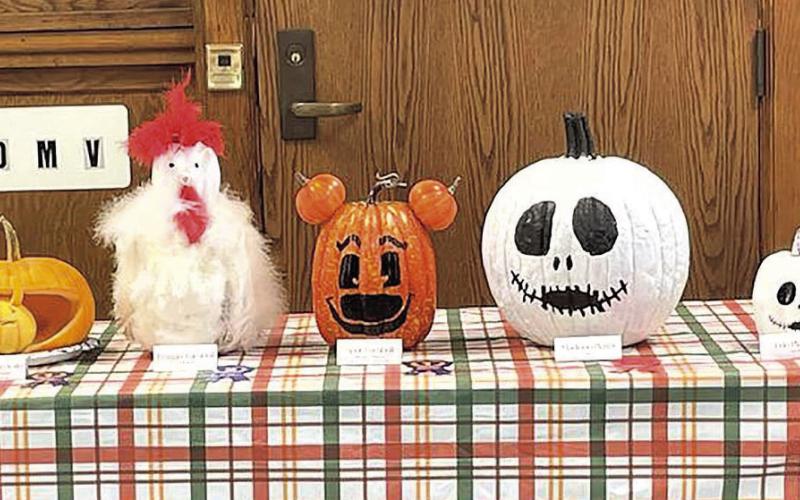 Kohen Vetrovsky “Hungry Pumpkin” – 1st place 7th-12th Grade Division Teagan Turnbull “Chicken” – 2nd place 7th-12th Grade Division Sput Turnbull “Mickey Mouse” – 1st place Young at Heart Adult Division Madison Plager “Jack” – 3rd place Young at Heart Adult Division Erin Plager “Jack” – 2nd place Young at Heart Adult Division Everyone received Coupons for Ice Cream at Scoops inside HealthFirst Pharmacy. Pictured Left to Right: