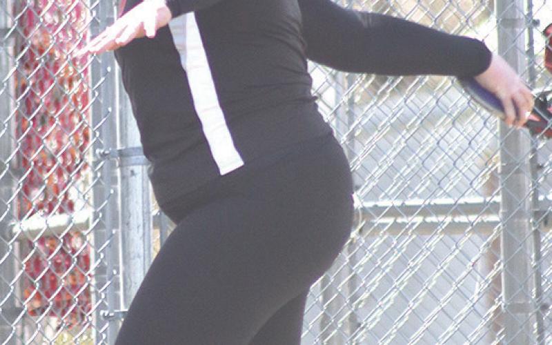 Pawnee City’s Adelyn Sisco finished 6th in the girls’ Discus throw at 92’5”. Paula Jasa/Republican