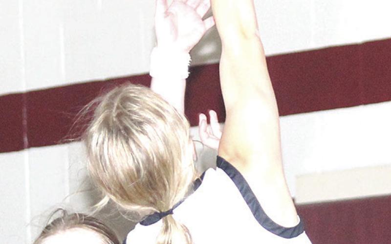 LHS’ Justice Currie (#2, right) goes up for a fast break shot against Sterling. Justice scored 13 points against Sterling on Parents’ Night. Paula Jasa/Republican