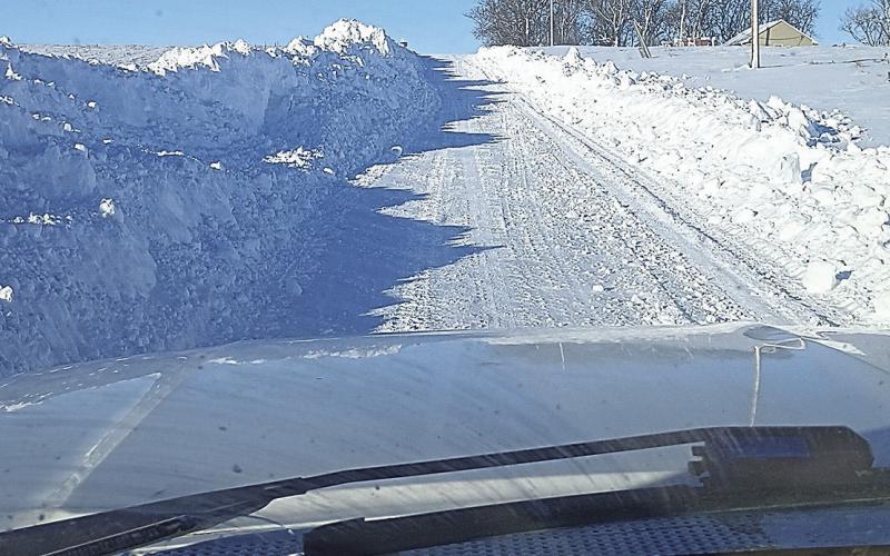 Driving on a plowed Pawnee County road (710th Trail), north of Prairie Hill Sports Complex in Pawnee City.