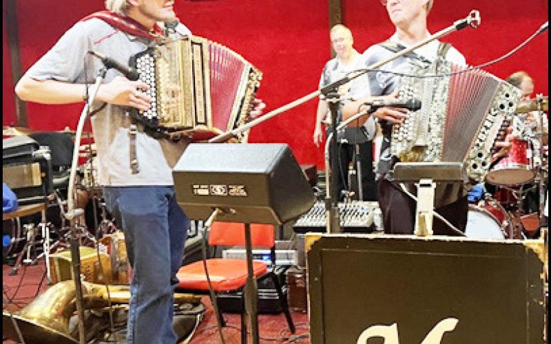 Trey plays George Janko's accordion at the 2022 Battle of the Polka Bands here. With him is Jake Vhylidal of the Mark Vhylidal Band, which was up against the band of Jim Kucera.