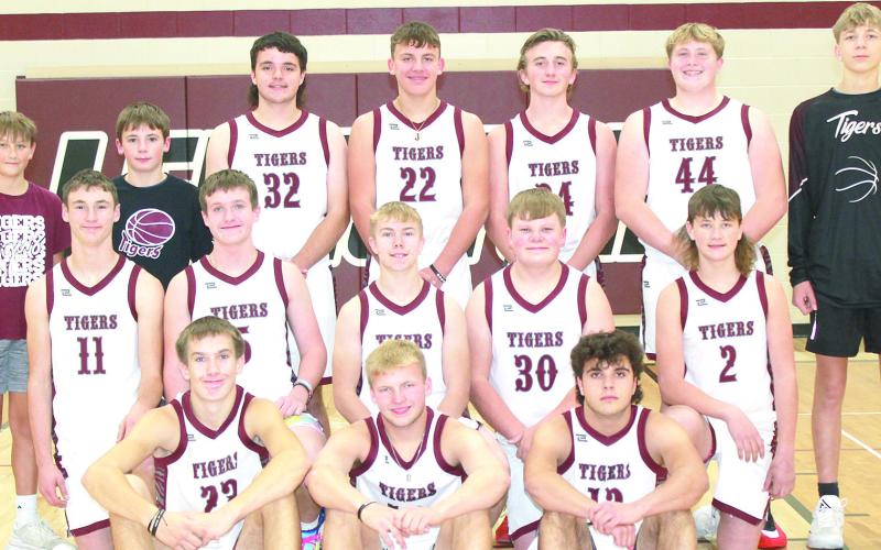 Members of the 2024-25 Lewiston Boys’ Basketball Team are front, from left: Ashton Sanders, Everett Bohling, Alexander Seeman. Second row: Payton Heideman, Grady Weyers, Evan Christen, Taven Borcher, Cashton Steinacher. Third row: Braxton Eagleburger, s.m., Dalton Heideman, s.m., Axel Seeman, Brock Janssen, Tristen Wagner, Brody Wright, Chase Rule. Not pictured: Jacob Bruns, Ethan Peck, s.m., Head Coach Kyle Asche, Asst. Coach Treyton Hippen.