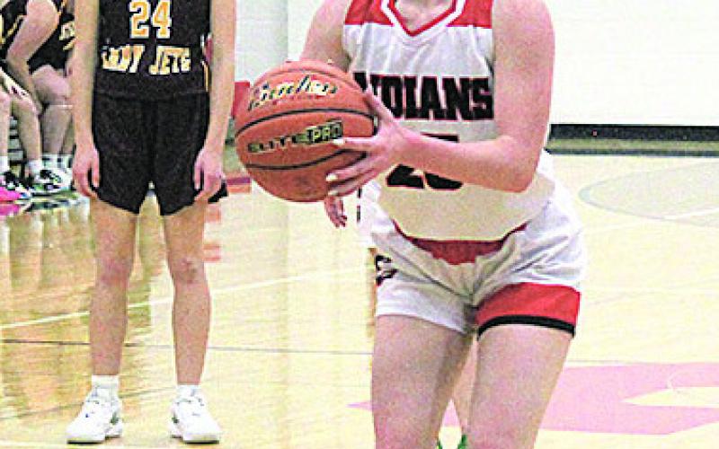Pawnee City Junior Taelyn Blecha prepares to make a free throw