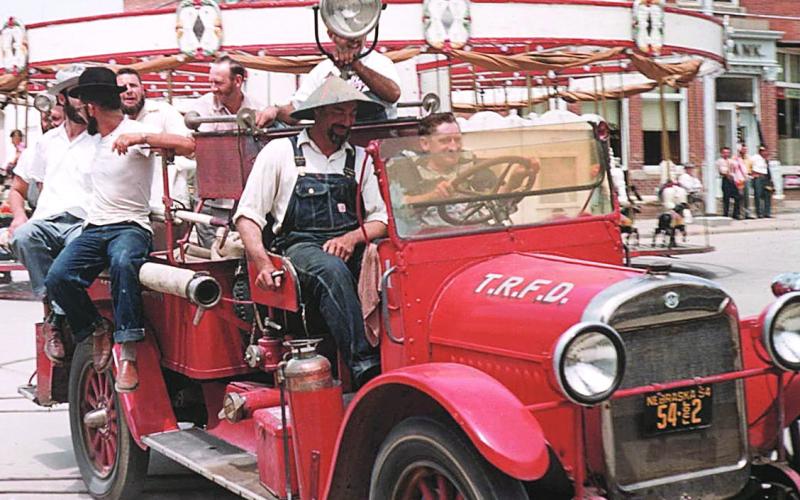 Above: 1954, the REO in the parade when it was only 30 years old. Photo provided by Table Rock Historical Society