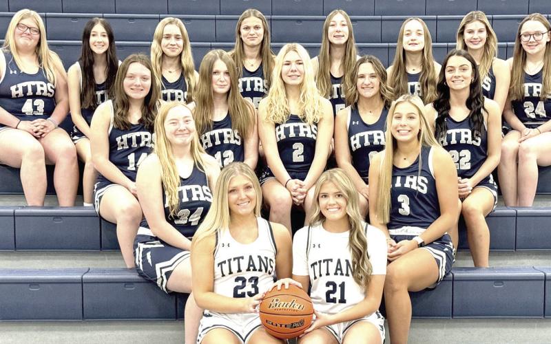 Members of the 2023-24 Humboldt Table Rock Steinauer Girls’ Basketball team are front, from left: Jaylie McNealy, Avery Dierberger. 2nd row: Alyssa Askren, Laramie Glathar. 3rd Row: Maddie Bredemeier, Kenadi McClarnen, Elie Bstandig, Shayfer Cumro, Lillian Bowen. 4th row: Camryn Vaughan, Harlee Hardesty, Miranda Rist, Chloe Shupp, Makena Dunlap, Grayson Sherman, Addison Bittner, Colby Hedden. Not Pictured: Hannah Koziol.