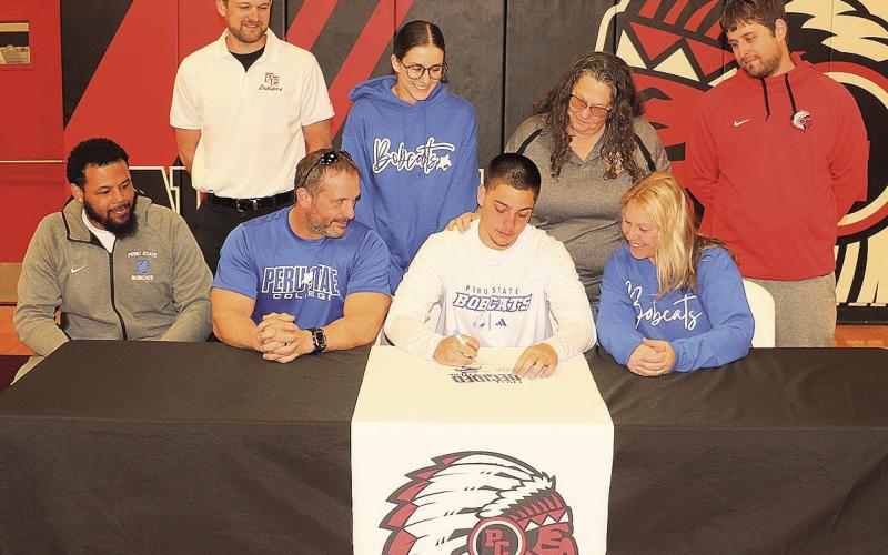 Front row left to right: Coach Jordon Johnson, Shane Maloley, Anthony Kling, and Jamie Maloley. Back row left to right: Hadley Sejkora, Logan Maloley, Nancy Tilton, and Mason Amundson.