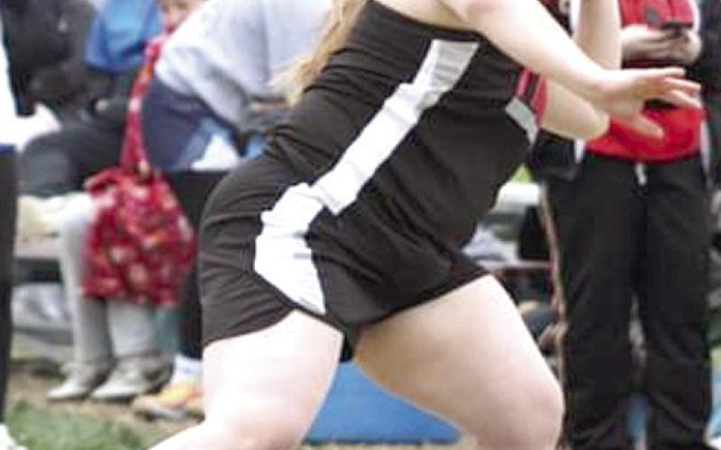 P.C.’s Denielle Gyhra gets ready to launch her throw in the girls’ Shot Put event last Tuesday. Photo courtesy of Jamie Maloley