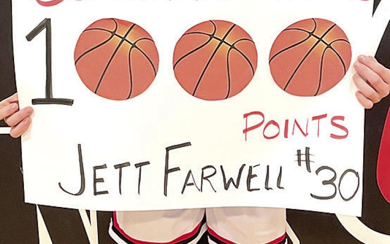 Pawnee City’s Jett Farwell hit the 1,000 point career mark last week for the Indians. Photo courtesy of Jamie Maloley