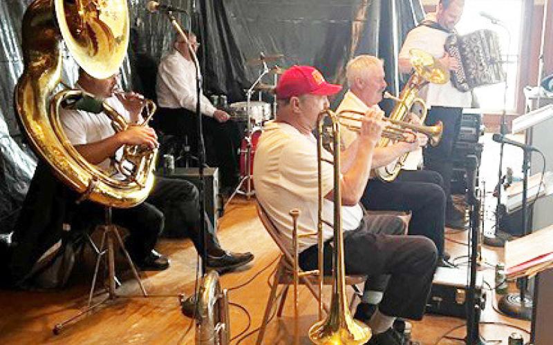 Backstage view of the band.