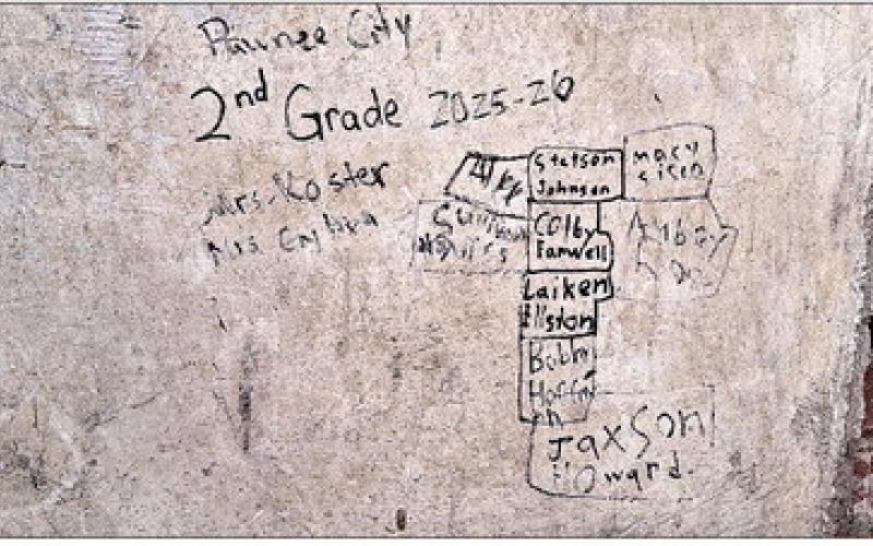 The Pawnee City 2nd Grade signed the wall, keeping the tradition alive!