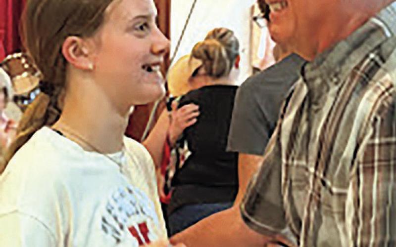 Breena Haug of Centralia, KS dancing with grandpa Alan Fritch of Valparaiso, NE Photo courtesy of Sharla Sitzman