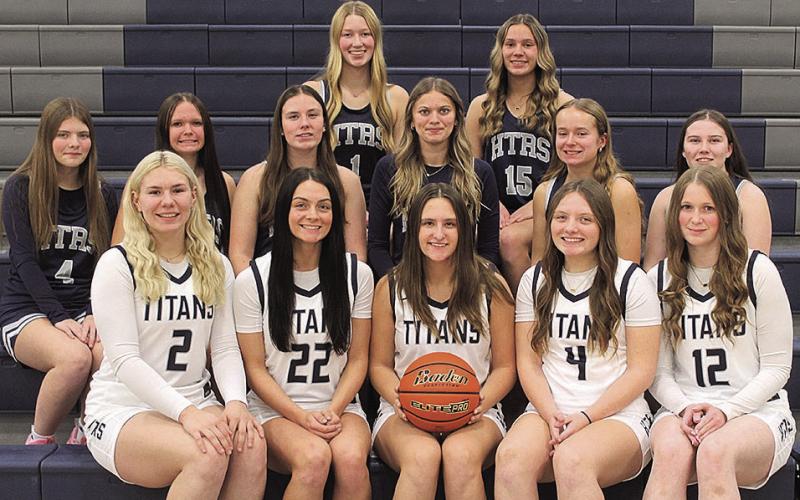 Members of the 2025-26 Humboldt Table Rock Steinauer Girls’ Basketball team are front, from left: Elie Bstandig, Lillian Bowen, Shayfer Cumro, Madison Bredemeier, Kennedi McClarnen. Middle row: Emerson Bredemeier, Kassidy Kanel, PJ Howe, Chloe Shupp, Eden Stewart, Eden Duyea. Back row: Bailee Schmit,Jazie Frey.