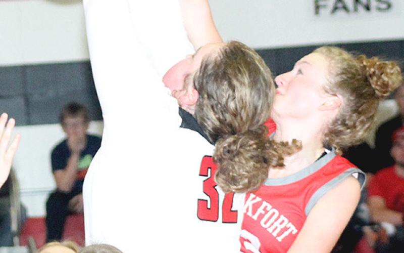 P.C.’s Cameron Ottersberg (#32) goes up for a rebound against Frankfort in P.C.’s home opener. Paula Jasa/Republican