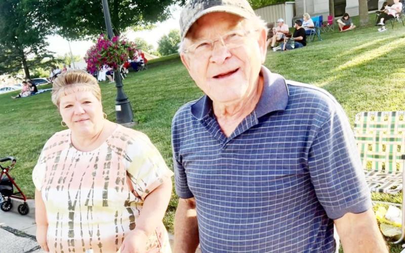 Serving up ice cream, volunteers Lisa Beethe and Lyle Hess