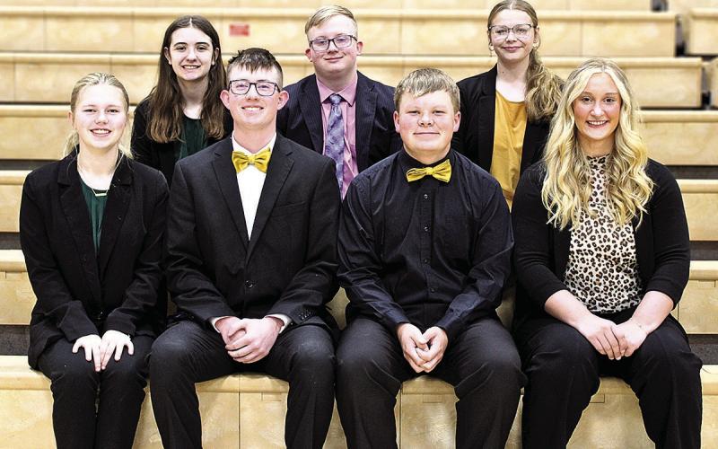 Top Row-L to R--Aisilynn Campbell, Camden Swendener, Vivienne Johnsen Bottom Row-L to R--Ayden Hunzeker, Cooper Swendener, Taven Borcher, Maddie Janssen.