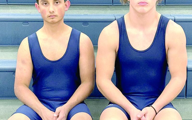 Members of the 2023-24 HTRS Wrestling Team are from left Marco Hernandez and Drayven Lamb.