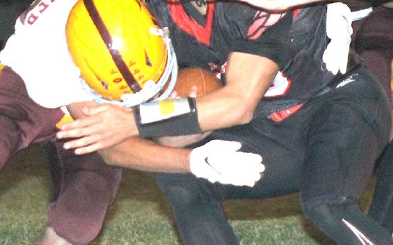 P.C.’s Anthony Kling (right) bulls his way into the end zone for one of his three touchdowns against Sterling. Paula Jasa/Republican