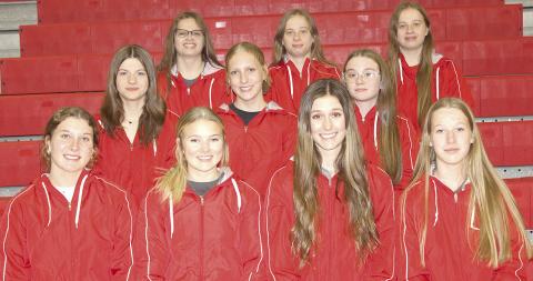 Members of the 2024 Pawnee City Girls’ Track team are front, from left: Cameron Ottersberg, Madison Fender, Logan Maloley, Cara Pierce. Second row: Taelyn Blecha, Maddy Osborne, Shyla Clark. Back row: Breonna Gyhra, Ericca Gyhra, Denielle Gyhra. Not pictured: Shayla Puhalla, Neveah Blecha, Adelyn Sisco, Emalyse Gottula, Kinsley Benson.