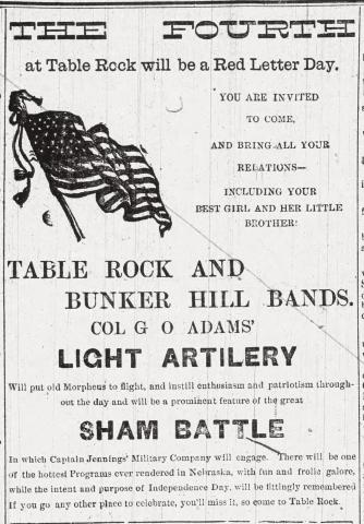 In 1898, Captain Jennings did battle against Colonel Adams’ light artillery in a sham battle intended to “instill enthusiasm and patriotism” for the Fourth of July events at Table Rock This is how a man who had been through the hell of war dealt with life in a land of peace.
