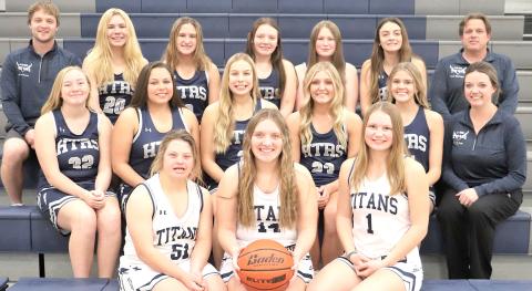 Members of the 2022-23 Humboldt Table Rock Steinauer Girls’ Basketball team are front, from left: Libby Standerford, Ashton Bredemeier, Jaylyn Bohling. Middle row: Alyssa Askren, Izzy Hammer, Laramie Glathar, Jaylie McNealy, Avery Dierberger, Brittany Rogge. Back row: Head Coach Schuyler Kuhlmann, Elie Bstandig, Shayfer Cumro, Maddie Bredemeier, Kenadi McClarnen, Lillian Bowen, Assistant Coach Todd Dierberger.