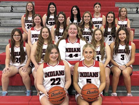 Members of the 2025-26 Pawnee City Girls’ Basketball team are front, from left: Abby Dietrich, Madelyn Osborne. Second row: Breonna Gyhra, Denielle Gyhra, Adelyn Sisco, Ericca Gyhra, Kinsley Benson. Third row: Kailey Hartman, Taelyn Blecha, Haylee Plager, Emalyse Gottula. Fourth row: Ainsley Rauner, Lilah Yunghans, Emily Koster, Kailyn Jensen, Brook Tozer.
