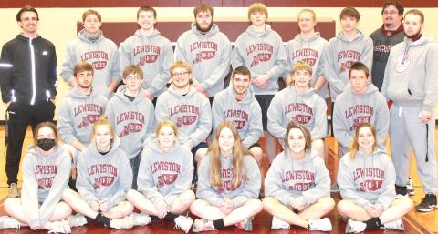 Members of the 2021 Lewiston Track Team are front, from left: Carleigh Weyers, Katelyn Sanders, Meagan Sanders, Emma deKoning, Kelsay Bledsaw, Masyn Arena. Second row: Zach Robinson, Ethan Bohling, Jaxon Janssen, Brady Bledsaw, Tristen Ray, Johnathan Burgett, Coach Kyle Ashe. Back row: Head Coach Kohlton Gabehart, Ty Arena, Hayden Christen, Ethan Horne, Caleb Rule, Jon Janssen, Kienen Creek, Coach Alex Callan. Not pictured: Freddie McMurray, Persefenie Woutzke, Jaszmyne Charles.