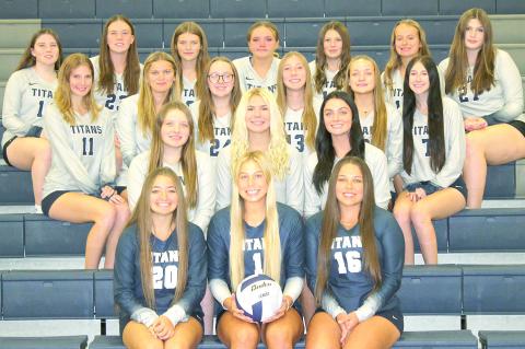 Members of the 2024 HTRS Volleyball team are front, from left: Lily Wamsley, Laramie Glathar, Izzy Hammer. Second row: Maddie Bredemeier, Elie Bstandig, Lillian Bowen. Third row: Addi Bittner, Chloe Shupp, Colby Hedden, Makena Dunlap, Grayson Sherman, Harlee Hardesty. Back row: Eden Duryea, PJ Howe, Emerson Bredemeier, Kiylee Cooper, Dasha Hunzeker, Eden Stewart, Georgianna Melcher. Not pictured: Macy Vrtiska, Head Coach Nic Sikora, Asst. Coaches Brittany Rogers and Andrea Sikora.